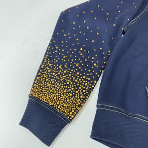 Sweat à capuche oversize <span class=keywords><strong>ample</strong></span> en coton molletonné bleu marine avec logo brodé et strass pour homme - Product Image 2