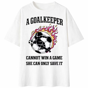 T-Shirt da Portiere con Grafica 'Save <span class=keywords><strong>the</strong></span> Game', Maglietta Oversize Bianca da Calcio, Top Sportivo da Tifoso di Calcio per Uomo, 100% Cotone - Product Image 3