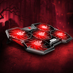 Support de refroidissement <span class=keywords><strong>pour</strong></span> ordinateur <span class=keywords><strong>portable</strong></span> de gaming avec éclairage LED, en métal robuste, 5 ventilateurs, 2 ports USB – OEM bienvenu - Product Image 4