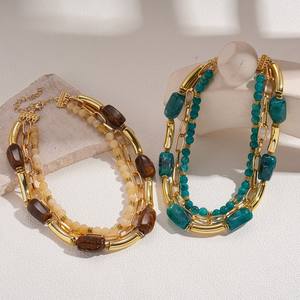 <span class=keywords><strong>Stile</strong></span> <span class=keywords><strong>etnico</strong></span> bohémien <span class=keywords><strong>collana</strong></span> girocollo multistrato con perline di vetro acrilico per le donne ragazze accessori gioielli - Product Image 3