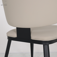 Chaise de Salle à Manger Minimaliste de Restaurant, Hôtel Nordique Moderne de Luxe en Métal et Cuir Synthétique Rembourré