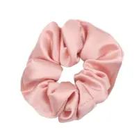 Venta al por mayor de alta calidad de impresión personalizado brillante satén Scrunchies paquete Rosa Luz gomas de pelo para niñas