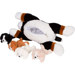 ตุ๊กตาแม่สุนัขและลูกสุนัข 4 ตัว ตุ๊กตาสัตว์ปักลายสำหรับเด็กเล่น - Product Image 3