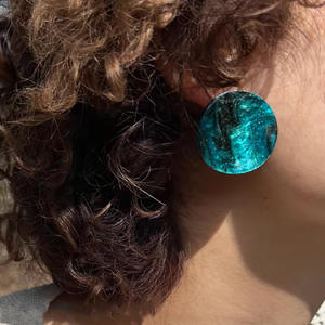 Boucles d'oreilles en résine, motif marbre vert, galaxie, bijoux vintage pour femmes - Product Image 5