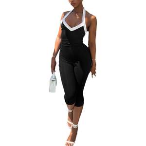 จั๊มสูทผู้หญิงแบบสั่งทำพิเศษ รุ่นปี 2026 เอวสูง แขนกุด คอวี ทรงเข้ารูป ชุดถักนิตติ้งสำหรับงานปาร์ตี้ - Product Image 1