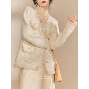 Cárdigan de punto holgado antiarrugas de moda para mujer, estilo coreano, con perlas, largo y elegante, tipo abrigo cortavientos. - Product Image 4