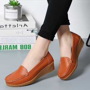 Comode ballerine per <span class=keywords><strong>mocassini</strong></span> taglie forti da <span class=keywords><strong>donna</strong></span>-scarpe Casual Slip-On da mamma con <span class=keywords><strong>tacco</strong></span> a zeppa - Product Image 2