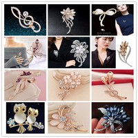 Broche en alliage plaqué de haute qualité avec perles et strass, style polyvalent pour femme, idéale pour foulard en soie - Direct Usine Transfrontalière