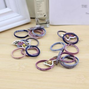 Élastiques à cheveux en tissu avec motif lettres, haute élasticité, sans couture, pour usage quotidien, série fleurs en cristal - Product Image 3