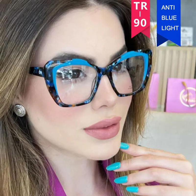 2023 nouveau style combinaison lumière luxe oeil de chat montures de lunettes TR90 lunettes montures optiques pour femmes