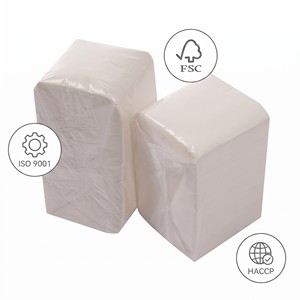 Serviette de table jetable en papier gaufré, vierge, blanche, absorbante, 2 plis, 15 g/m², 25x25 cm, personnalisable avec logo, en sachet - Product Image 4
