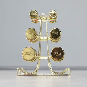 مجموعة دمبل ذهبية مستديرة من الفولاذ من سمارت فيت بوزن 12 كجم مع حامل، وأوزان 1 كجم و2 كجم و3 كجم، مع غطاء مقبض جلدي ملون للنساء والأطفال - Product Image 5
