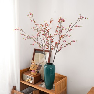 Branche de fleurs de cerisier artificielles CallaFloral, rose, orange, rouge rosé, polyester, 71g, tige unique, décoration de mariage, style INS - Product Image 1