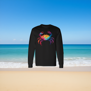 Camiseta de manga larga Tie Dye Crab negra para adultos unisex - Product Image 3