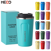 Gobelets isothermes à double paroi en acier inoxydable avec logo personnalisé, 380 ml et 510 ml, revêtement poudré, pour voiture, randonnée, café