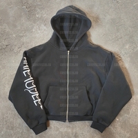 Set Hoodie dan Celana Jogger Pria dengan Potongan Raw Hem, Custom 3D Puff Print, Tracksuit Sweatsuit