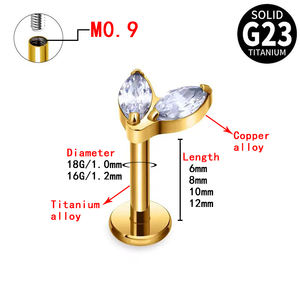 सोने की आंतरिक थ्रेड इयररिंग्स G23 टाइटेनियम मिश्र धातु चेरी पत्ती होंठ स्टड फैशन महिलाओं की शैली दैनिक जीवन भेदी गहने - Product Image 2