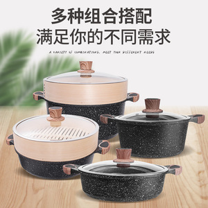 Maifan Stone Non Stick <b>Soup</b> <b>Pot</b> 4.1L 6L Easy Cleaning For Gas Induction Cooker - Product Image 5