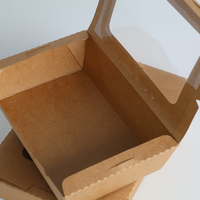 Boîtes d'emballage alimentaire en papier kraft brun jetables personnalisées avec logo, fenêtre simple, étanches, écologiques, couvercle épaissi, vente en gros