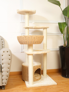 Casa torre classica dell'albero di bambù con superficie di flanella eco-friendly e durevole facile montaggio per uso interno - Product Image 6