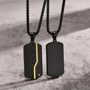 Hombres grabado de acero inoxidable escalador grieta etiqueta collar Punk Zirconia perro etiqueta colgante collar para regalo de recuerdo - Product Image 1