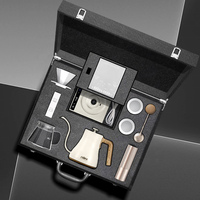 Ensemble de cafetière à filtre manuelle Nibu pour le camping, kit de café à faire couler avec boîte cadeau et valise en cuir pour servir du thé et du café en plein air