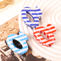 Pince à cheveux carrée à rayures bleues et blanches en PVC, style européen-américain, édition limitée, design unique pour femmes