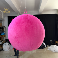 Décoration gonflable suspendue en forme de boule en peluche pour soirées en boîte de nuit, mariages et événements, boule gonflable rose rêveuse pour affichage en centre commercial