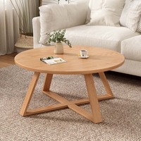 Table ronde miniature réglable au design minimaliste contemporain, en bois massif, pour salon, meubles de style moderne, style panneau