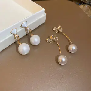 韩国珠宝金色长流苏模拟珍珠滴耳环女士礼品Bijoux pdendientes boucle d'oreille