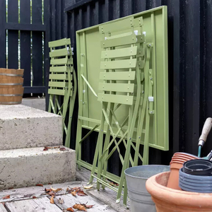 AJUNION <strong>4</strong> <strong>Seater</strong> Folding Metal Patio <strong>Set</strong> Steel Garden <strong>Set</strong> Folding Table and Chair Outdoor <strong>Bistro</strong> <strong>Set</strong> - Product Image 2