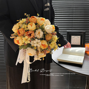 Ramo de Novia Estilo Ins Premium, Rosas Artificiales para Ceremonia de Boda, Compromiso, Sesión de Fotos, Decoración de Mesa - Product Image 3