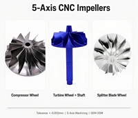 Compresor de aluminio personalizado Inconel Rueda de turbina de titanio OEM TC4 Impulsor de aleación 5 ejes CNC 718 Turbo Impulsor