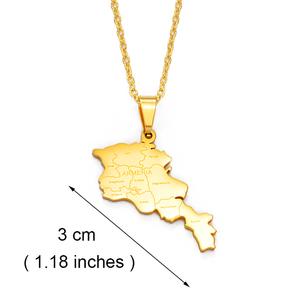 Collana <span class=keywords><strong>con</strong></span> Ciondolo Mappa dell'Armenia <span class=keywords><strong>con</strong></span> <span class=keywords><strong>Nome</strong></span>, Catene in Acciaio Inossidabile Color Oro/Argento, Gioielli per Armeni # 267521 - Product Image 2