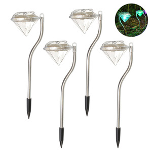 Lampes solaires de jardin en diamant, LED RGB, acier inoxydable, étanches, pour extérieur, pelouse, éclairage au sol - Product Image 4