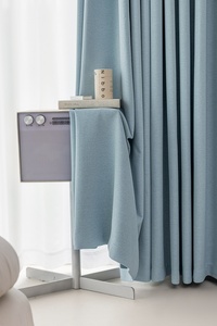 Grosir tirai kain Linen poliester mewah kain tirai gelap tinggi biru langit untuk kamar tidur ruang tamu Hotel jendela - Product Image 5