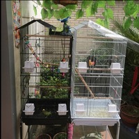 Cage d'élevage de luxe simple et empilable en acier inoxydable avec cloison centrale et portes latérales pour nichoirs, pour oiseaux et perroquets