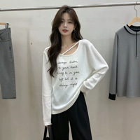 T-shirt OEM pour femme 2026, ODM, manches longues, respirant, coupe ample, vêtements pour femme, mode et décontracté pour le printemps et l'automne