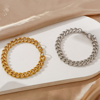 Bracelet en acier inoxydable, style hip-hop, géométrique, à maillons cubains, plaqué or et argent, 5/6/7/8/9 mm, fermoir à ressort, unisexe