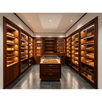 Vitrine à cigares en cèdre espagnol, humidor, armoire à cigares, étuis en bois, éclairage en bois, présentoir à tabac, aménagement de boutique de cigares