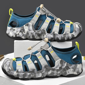 Men Women Sporty Flat Sandals <b>Slip</b> On <b>Nylon</b> Upper Rubber Midsole Massage Feature - Product Image 1