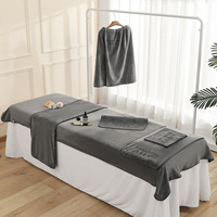 Ensemble de serviettes en microfibre douce avec logo personnalisé pour salon de beauté, spa, massage, enveloppement corporel, robe de client, logo personnalisable, ensemble de serviettes de bain et de lit