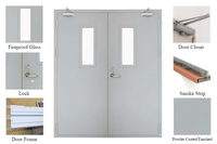 Porte d'entrée double postmoderne personnalisée en acier inoxydable, porte coupe-feu de sécurité avec garantie de 3 ans pour villa, hôpital, centre commercial