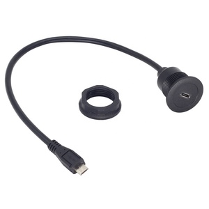 Caja Multimedia de montaje en caja <span class=keywords><strong>Micro</strong></span> <span class=keywords><strong>USB</strong></span> 2,0 3A Panel de PVC de carga rápida <span class=keywords><strong>Cable</strong></span> de extensión <span class=keywords><strong>Micro</strong></span> macho a hembra con bloqueo de tuerca roscada - Product Image 2
