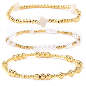 Juego de Pulseras Elásticas con Cuentas Doradas Go2boho, Joyería de Fe Apilable con Perlas Blancas <span class=keywords><strong>para</strong></span> <span class=keywords><strong>Mujer</strong></span>, Pulseras Cristianas en Capas - Product Image 5