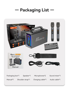 Machine de karaoké avec table de mixage, système de <span class=keywords><strong>sonorisation</strong></span>, haut-parleur portable sans fil 200W avec 2 microphones UHF, lumières RVB - Product Image 6