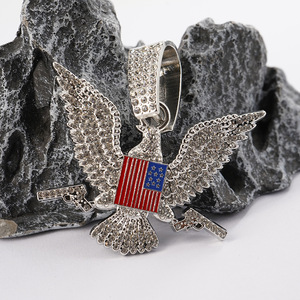 Collar con Colgante de Águila, Bandera y Pistola de Aleación de Zinc para Hombre, Chapado en Oro con Cadena de Cuerda, Estilo Hip Hop - Product Image 6