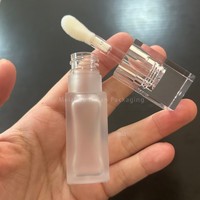 Tube de gloss à lèvres carré rond ISMAN Luxury 8ml, transparent givré, à parois épaisses, avec grand applicateur, logo personnalisé
