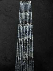 Perles Rondelles en Pierre Précieuse Aigue-marine Bleue Naturelle : Chaîne de Bijoux de 14 pouces (4-5 MM) - Product Image 5