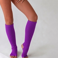 Chaussettes de yoga et de Pilates personnalisées en gros à bout ouvert et talon ouvert, hauteur genou, pour femmes